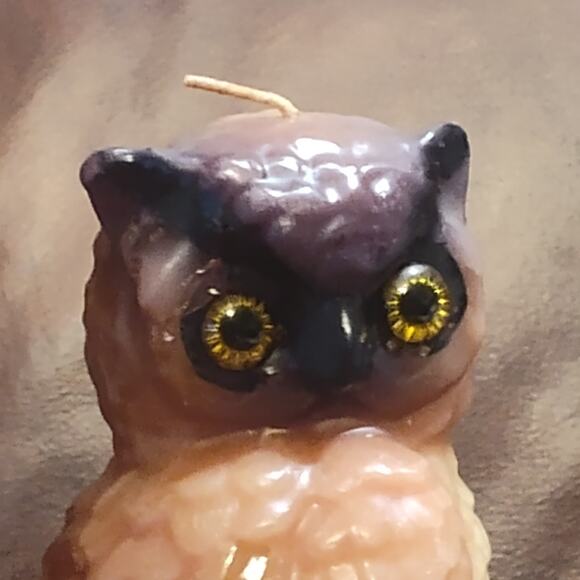 Vintage 1970s OWL Wax Candle UNUSED Sculpture Carved - Picture 2 of 6